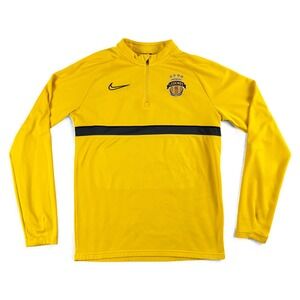 Nike Legends FC Pullover Youth XL Yellow Black Dri-Fit Quarter Zip Long Sleeve